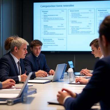 Reunión de junta directiva revisando normativas